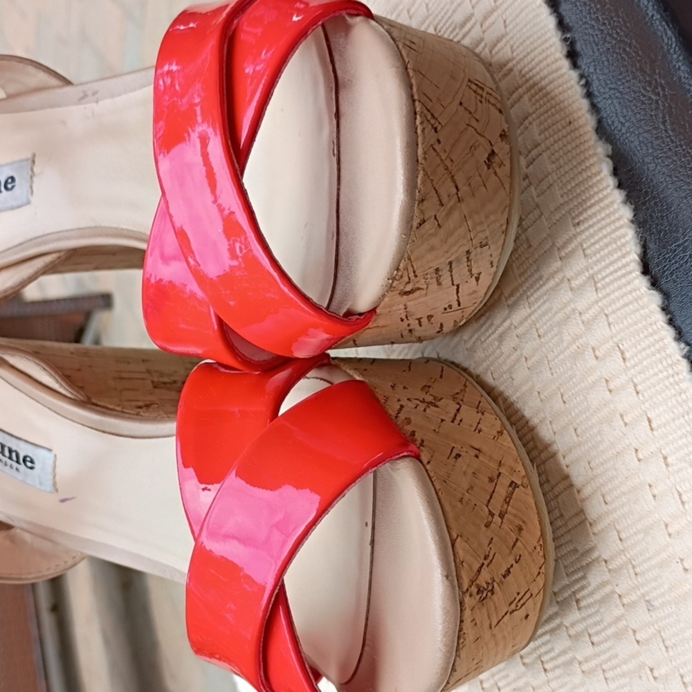 NET.Dune London Orange and Tan Wedge .size 9.Small discoloration See Last Pictur - Picture 9 of 12